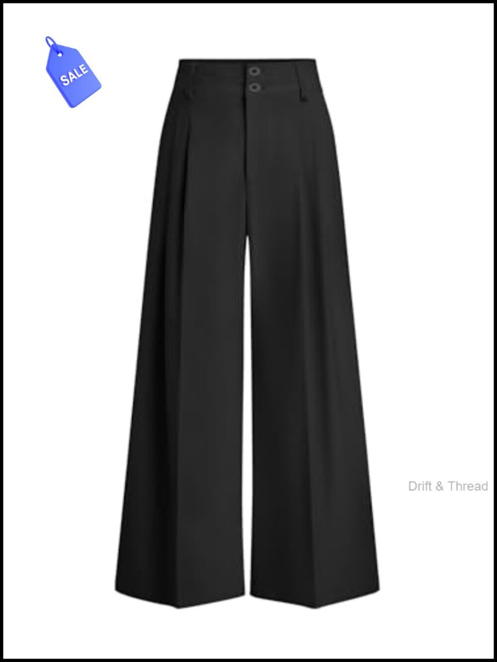 High Waisted Wide Leg Dress Pants Belt Loops Pockets Pleated Front